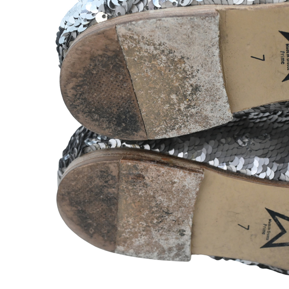 CHANEL Silver Sequin Loafers Estimated Size 7 - Picture 6 of 16